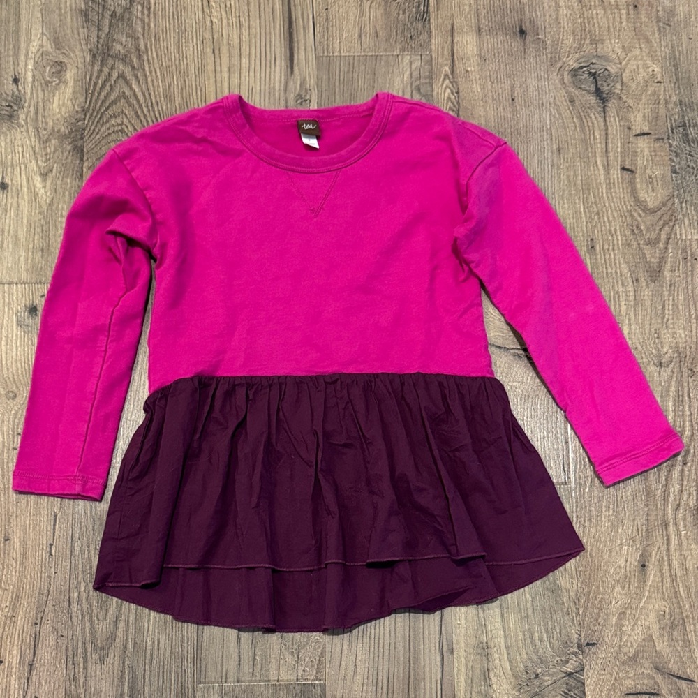 EUC Tea Collection Tunic Sweatshirt Mixed Material Top - Size 7